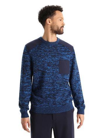 Men's Icebreaker Merino Barein Crewe Sweaters Midnight Navy / Lazurite | CA 1729EBCX